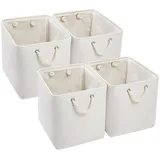 LuxusKollektion Aufbewahrungskorb Aufbewahrungsbox Stoff 33x38x33 Korb Schrank Regal 4 Pack Weiß weiß