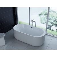 PureHaven freistehende Luxus Acryl-Badewanne 170x80 cm elegant inkl. Siphon Überlaufschutz leicht zu pflegende Oberfläche extra starker Rahmen Weiß - versch. Ausführungen