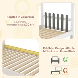 Costway Hausbett 90 x 200 cm Kiefer weiß grau