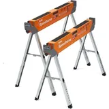 PM-4500 portabler Sägebock Speedhorse, höhenverstellbarer Tischständer mit klappbaren Beinen und Metallplatte, 800 Kg, 2 Stk - Bora