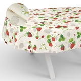 Wachstuch-Tischdecke Tischdecke abwaschbar Wachstuch Garten-Tischdecke Outdoor Indoor Oval 220x140cm Schnittkante Erdbeeren