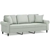 vidaXL 3-Sitzer-Sofa mit Zierkissen Hellgrau 180 cm Samt