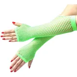 SamHeng Lange Netzhandschuhe, Grün fingerlose Armstulpen, Mesh-Kostüm Handschuhe, Kostüm-Punk-Accessoire für Frauen, Mädchen, Kinder, 80er-Jahre-Kostüm, Abendparty-Zubehör - Einheitsgröße