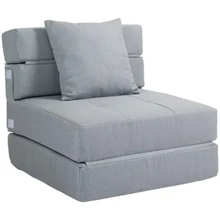 Homcom Schlafsessel Schlafsofa, Sofabett Einzelsofa mit Waschbarem Kissen, Grau