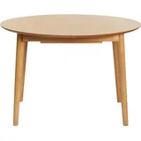 miliboo Erweiterbarer Tisch mit integrierten Verlängerungen rund aus hellem Holz mit Eichenfurnier B115-154 cm EGO
