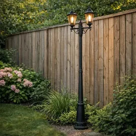 QAZQA Außenlaterne Aluminium 220 cm 2-flammig IP44 inkl. E27 schwarz
