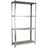 Proregal Schwerlastregal Metall 150x80x50 cm silber 4 Fachböden