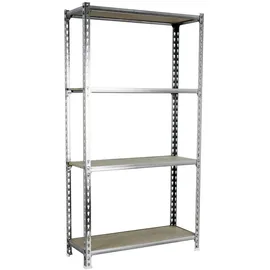 Proregal Schwerlastregal Metall 150x80x50 cm silber 4 Fachböden