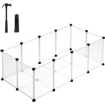 Songmics Freigehege mit Bodenplatten, Laufstall, Meerschweinchen Gehege, aus Kunststoff, Gehege für Hamster, Kaninchen, Igel, 125 x 63 x 42 cm, weiß LPC001W01
