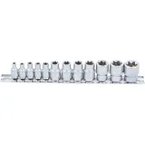 BGS Steckschlüssel-Einsatz-Satz E-Profil Antrieb Innenvierkant 6,3 mm / 10 mm SW E4 - E20 12-tlg.