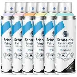 6 Schneider Paint-It 030 Supreme DIY Acrylspray Sprühfarbe farbsortiert