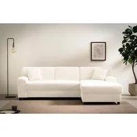 Ecksofa INOSIGN "Turah 2, L-Form, in Cord u. wasserabweisender Microfaser, Federkern" Sofas Gr. B/H/T: 241cm x 79cm x 146cm, Luxus-Microfaser flauschig, Recamiere rechts, ohne Bettfunktion, beige (creme) BTH: 24114679 cm, incl. Zierkissen, wahlweise mit Bettfunktion