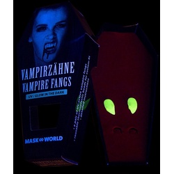 Maskworld Kostüm Vampirzähne Glow in the Dark, Leuchten im Dunkeln, damit man auch sieht, wo man reinbeißt weiß