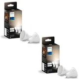 Philips Hue Vorteilspaket – GU10 – mit 4 Spots – Warmweißes Licht – Hue White dimmbare LED Lampe für das Hue Lichtsystem mit warmweißem Licht, smarte Lichtsteuerung über Sprache und App