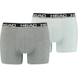 Head Herren Boxershort, 2er Pack Basic, Baumwoll Stretch, einfarbig Grau S