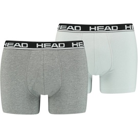 Head Herren Boxershort, 2er Pack Basic, Baumwoll Stretch, einfarbig Grau S