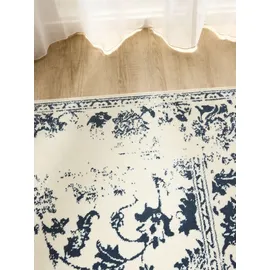 benuta Vintage-Teppich, Creme, Blau, Kunststoff, Vintage, Rechteckig, 200x300 cm, Oeko-Tex® Standard 100, für Fußbodenheizung geeignet, in verschiedenen Größen erhältlich, pflegeleicht, Teppiche & Böden, Teppiche, Vintage-Teppiche