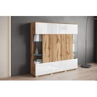 INOSIGN Highboard »Kenia«, Modernes Highboard, mit Glastüren, Breite 135 cm, weiß