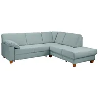 Ecksofa HOME AFFAIRE "Belfort L-Form" Sofas Gr. B/H/T: 243cm x 88cm x 91cm, Struktur fein, Ottomane rechts, ohne Bettfunktion, blau (aqua) mit Federkern, wahlweise Bettfunktion und Stauraum