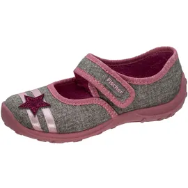 Fischer Markenschuh Fischer Kinder Hausschuh Mädchen Mary Jane Ballerina Glitzer Stern 632344, Größe:33 EU, Farbe:Grau - Grau - 33