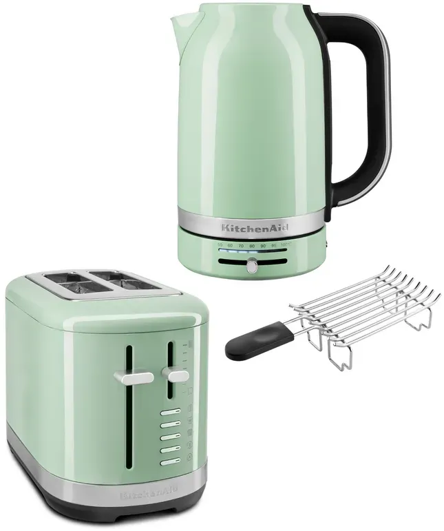 KitchenAid Frühstückspaket inkl. Wasserkocher 5KEK1701, Toaster 5KMT2109 + Brötchenaufsatz - Pistazie