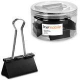 kwmobile 24x Foldback Klammern Set - 24x 41mm - Vielzweckklammer Büro Dokumenten Clips - Metall Maul Klammer Klemmen in Schwarz