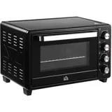 Homcom Mini Backofen 32L Mini Ofen mit Grillrost, Backblech, 3 Kochmodi 100 °C-230 °C einstellbare Temperatur Pizzaofen mit Timer Edelstahl Schwarz