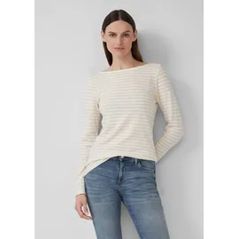 s.Oliver Gestreiftes Langarmshirt aus Flammgarn mit U-Boot-Ausschnitt - 40