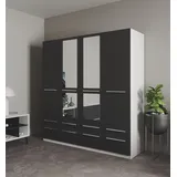 priess Drehtürenschrank Barcelona 185 x 193 x 54 cm schwarz/weiß