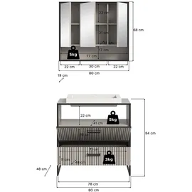 VCM Bagno 2-tlg. Hellgrau