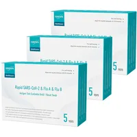 EUROPAPA 15x Corona Laientest Schnelltest und Grippe Test auf Covid-19 und Influenza A/B, Antigentest Selbsttest SARS-CoV-2 Flu A Flu B 3in1 Combo Rapid Test Cassette, für Zuhause, Einzelverpackt