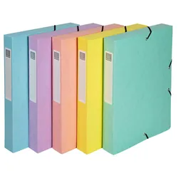 Exacompta 59560E 8x Archivbox aus beschichtetem Karton, Rücken 40mm, Colorspan-Karton, Serie Aquarel - A4 - Farben sortiert