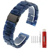 Kai Tian Schnelle Veröffentlichung Ersatzband Armband für Männer Frauen Leichtes meerblaues Harz 20mm Uhrenarmbänder aus Edelstahl Einstellbares Band für den Bereitstellungsverschluss
