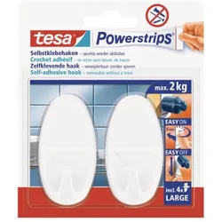 Klebehaken Powerstrips®, ablösbar, oval, 2000g, weiß, 2 Stück