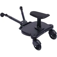 Universal Buggy Board Trittbrett Hilfs Pedal Adapter Anhänger Sitz Stehbrett mit Sitz für Kinderwagen Rollbrett bis 25kg Schwarz