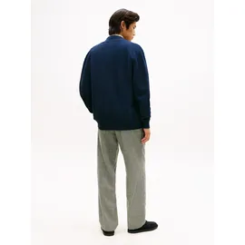 Tommy Hilfiger Cardigan TOMMY HILFIGER "FULL MILANO BASEBALL", Herren, Gr. L, schwarz night navy, Strick, Obermaterial: 50% Baumwolle, 33% Modal, 15% Polyamid, 2% Elasthan, normal normal, Rippbündchen, Strickjacken, mit feiner Struktur, normale Passform
