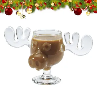 Weihnachtsgläser National Weihnachtsurlaub, Elchgläser Christmas, Elch Gläser Christmas Vacation, Christmas Mug, Moose Mug, Dekorationen, Klar, Urlaubsgeschenke, für Kaffee, Tee, Getränke. (1 Stk)