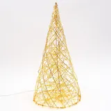 MARELIDA LED 3D Kegel Garten Terasse Leuchte Drahtleuchte 100LED Außen gold