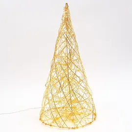 MARELIDA LED 3D Kegel Garten Terasse Leuchte Drahtleuchte 100LED Außen gold