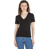Tommy Hilfiger Damen T-Shirt mit Logostickerei, Gr. XS (34), Black, , 62802046-XS