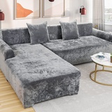 Elastische Samt L-Form Sofa Abdeckung Sofahusse Sofabezug Sofaüberwürfe,Eck Stretch-Sofabezug Stretch Sofabezug für 1/2/3/4 Sitzer,Stretch Sofahusse Sofa Abdeckung Hussen für Sofa, Couch