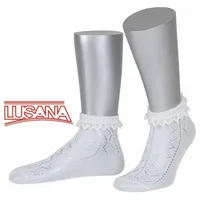 Lusana Ajoursöckchen Trachtensocken Weiß 38-40