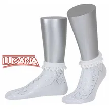 Lusana Ajoursöckchen Trachtensocken Weiß 38-40