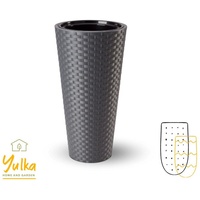 YULKA Pflanzkübel RATTAN Elegance schwarz 58,5 cm