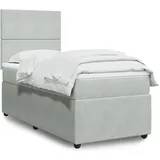 vidaXL Boxspringbett mit Matratze Hellgrau 180x200 cm Samt