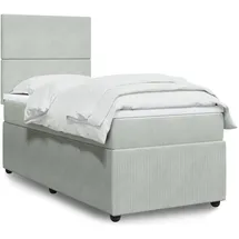 vidaXL Boxspringbett mit Matratze Hellgrau 180x200 cm Samt