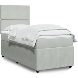 vidaXL Boxspringbett mit Matratze Hellgrau 180x200 cm Samt