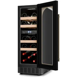 Klarstein Vinovilla Victoria 17 Weinkühlschrank - 17 Flaschen, 2 Zonen, 5-22 °C, Touchpanel, LED-Steuerung, UV-Schutz, Leiser Betrieb, Eingebaut/Freistehend, Vintage-Design