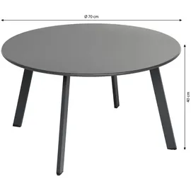 Dehner Kaffeetisch Lian Ø 70 x 40 cm Dunkelgrau