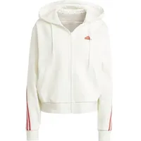 Adidas Damen Kapuzensweat Future Icons 3-Streifen, OWHITE/BRIRED, L